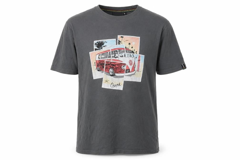 Front view of Chunk Men's Grey Medium Graphic Print T-Shirt