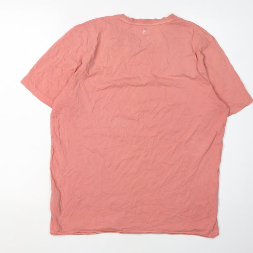 Firetrap Men's Pink Crew Neck T-Shirt, Size L, Casual Fit