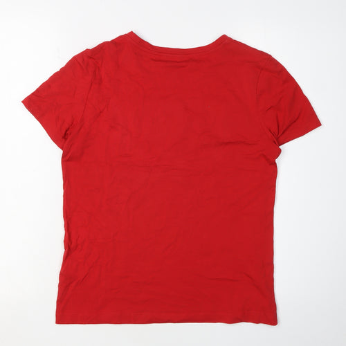 DKNY Women's Red Basic T-Shirt, Size S, Casual Crew Neck