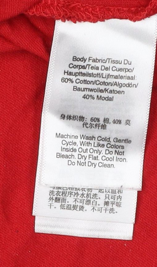 DKNY Women's Red Basic T-Shirt, Size S, Casual Crew Neck