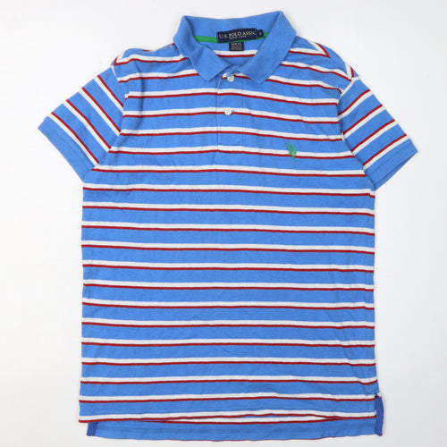 U.S. Polo Assn. Men's Blue Striped Slim Fit Polo S