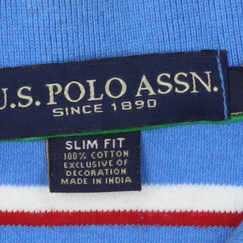 U.S. Polo Assn. Men's Blue Striped Slim Fit Polo S