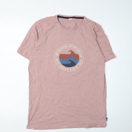 Protest Men's Pink Graphic Print T-Shirt, Large