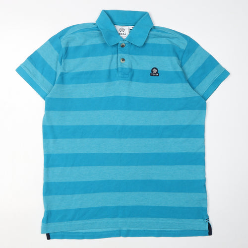TOG24 Men's Blue Striped Polo Shirt M
