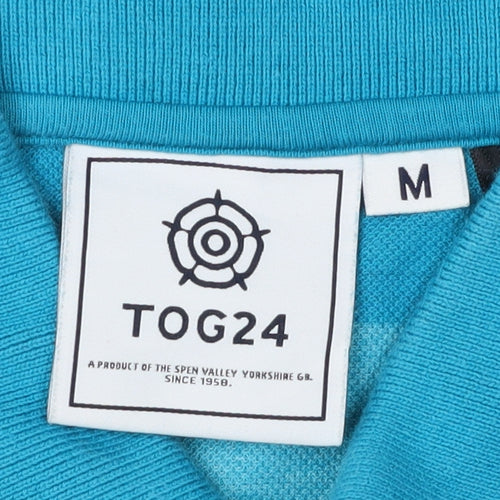 TOG24 Men's Blue Striped Polo Shirt M