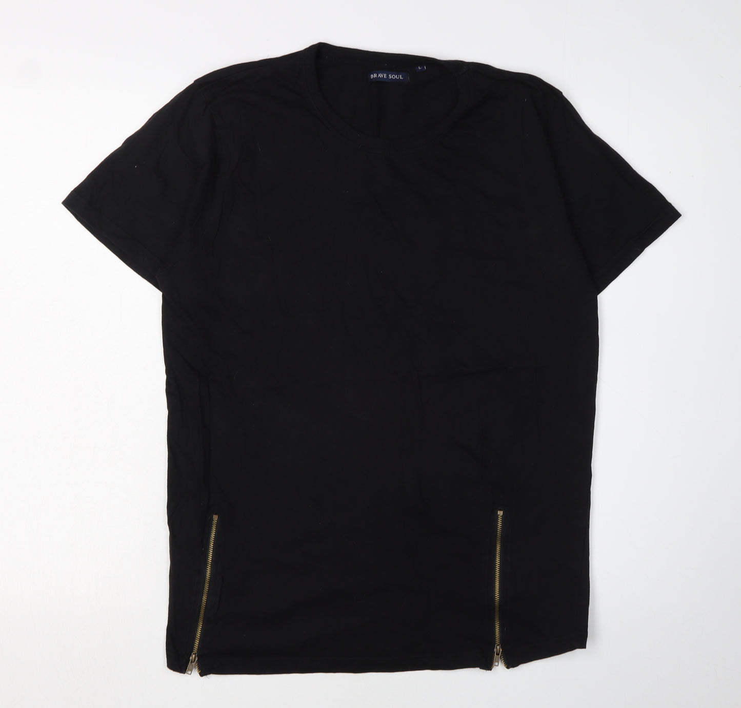 Brave Soul Men's Large Black Crew Neck T-Shirt