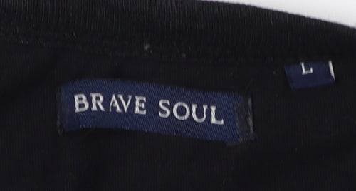 Brave Soul Men's Large Black Crew Neck T-Shirt