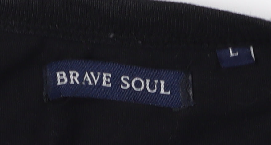 Brave Soul Men's Large Black Crew Neck T-Shirt