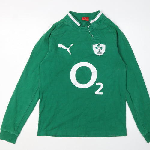 Puma Men's Small Green Rugby Jersey Long Sleeve