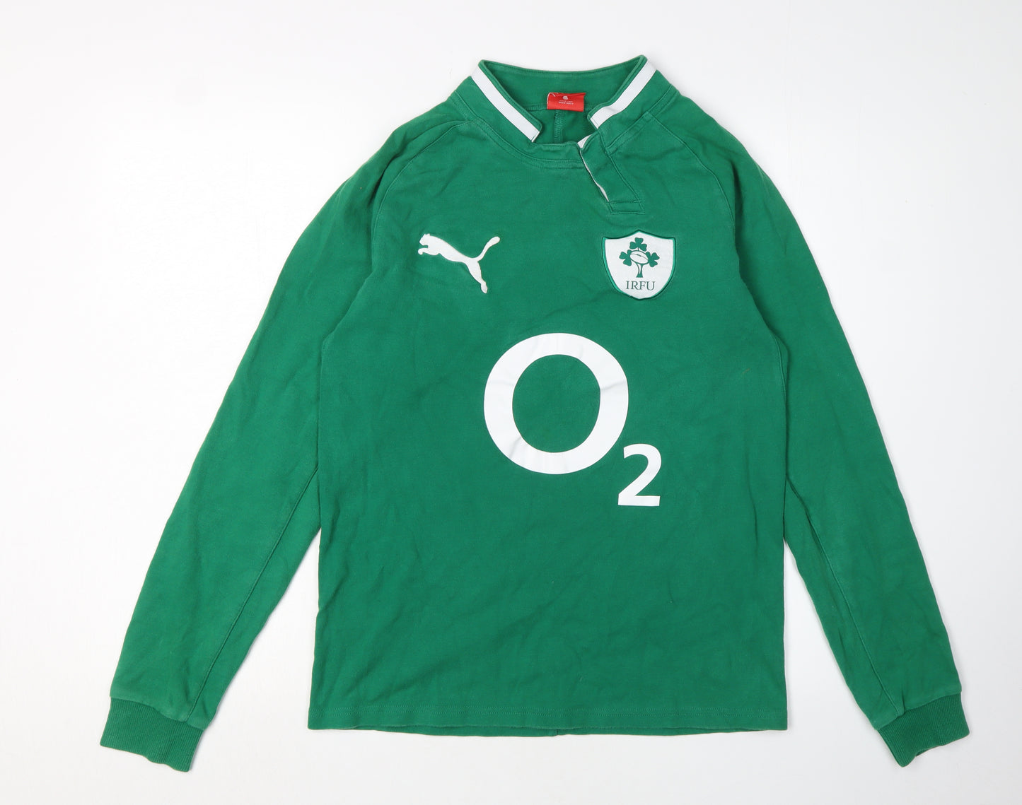 Puma Men's Small Green Rugby Jersey Long Sleeve