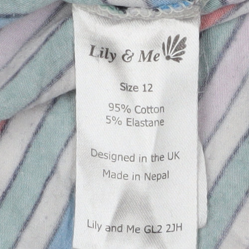 Lily & Me Women's Multicoloured Striped T-Shirt Size 12