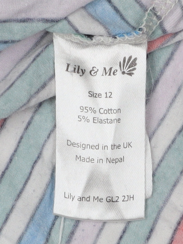 Lily & Me Women's Multicoloured Striped T-Shirt Size 12