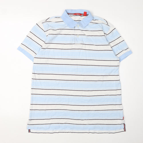 Izod Men's Multicoloured Striped Polo Shirt, Size M