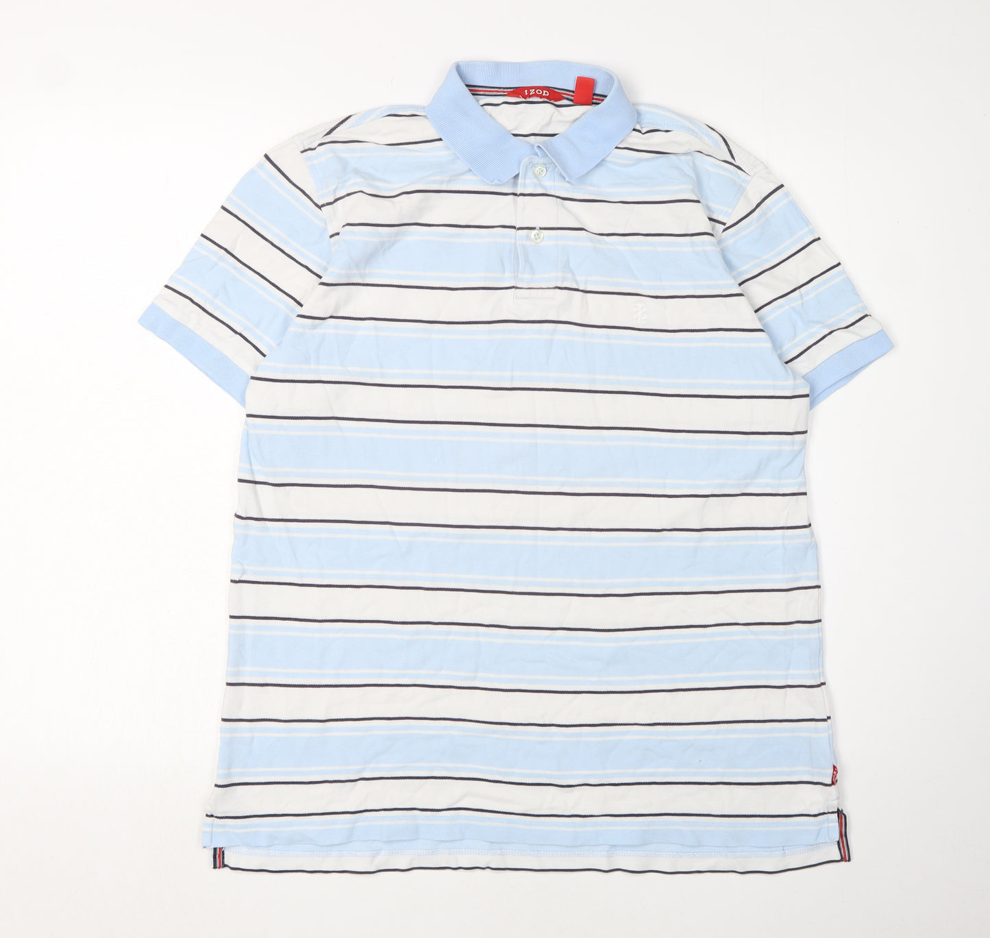 Izod Men's Multicoloured Striped Polo Shirt, Size M