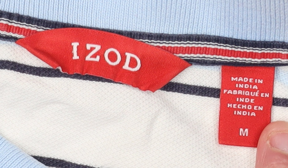 Izod Men's Multicoloured Striped Polo Shirt, Size M