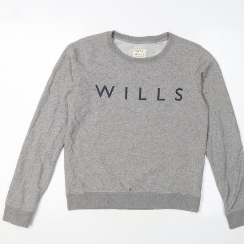 Jack Wills Women's Grey Pullover Sweatshirt, Size 8