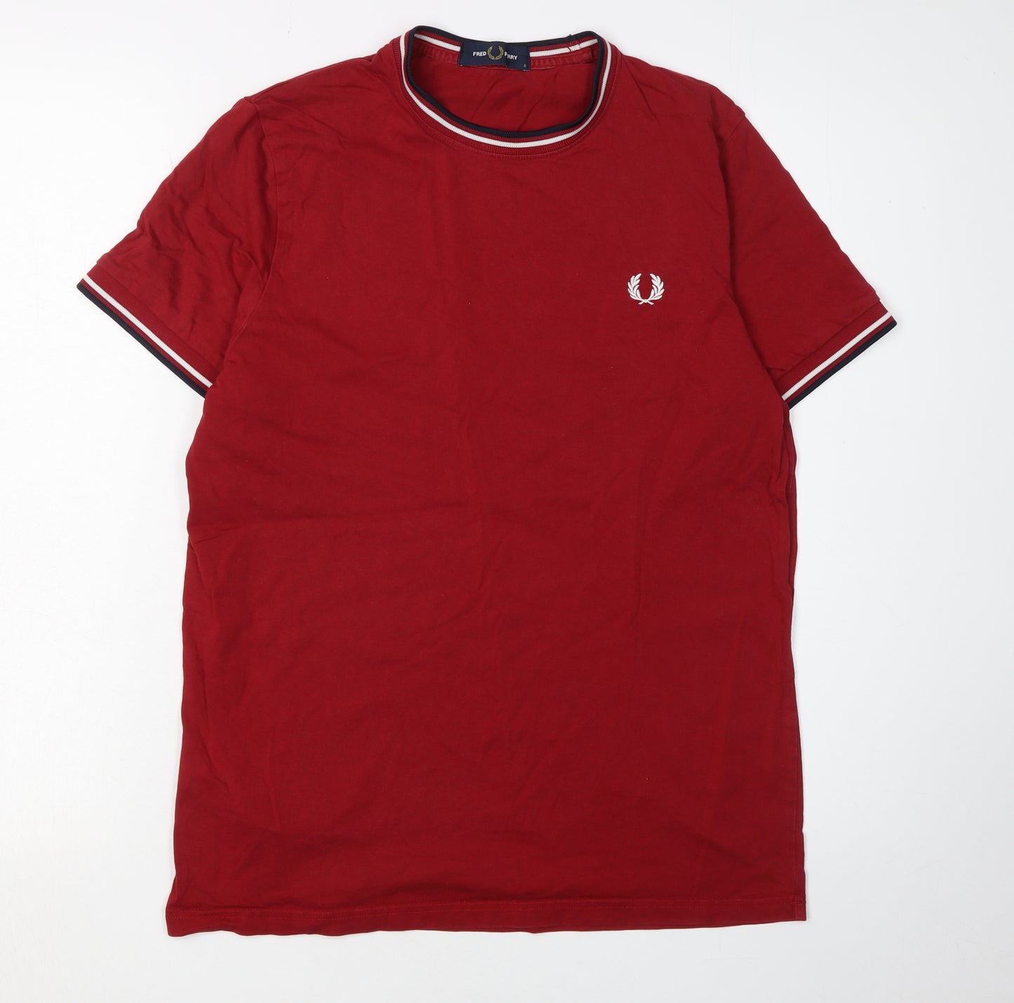 Fred Perry Men's Red Cotton Logo T-Shirt, Size S