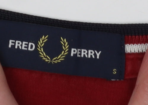 Fred Perry Men's Red Cotton Logo T-Shirt, Size S