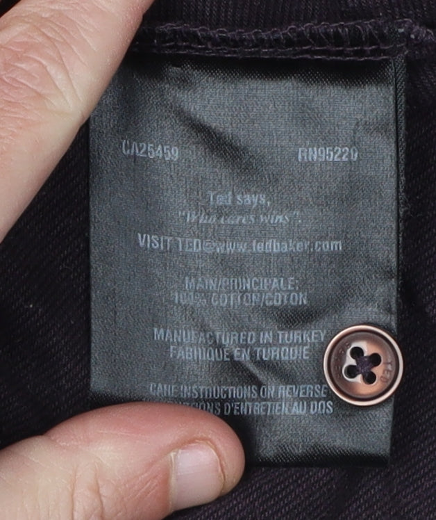 Ted Baker Men's Purple Polo Shirt L Short Sleeve Button