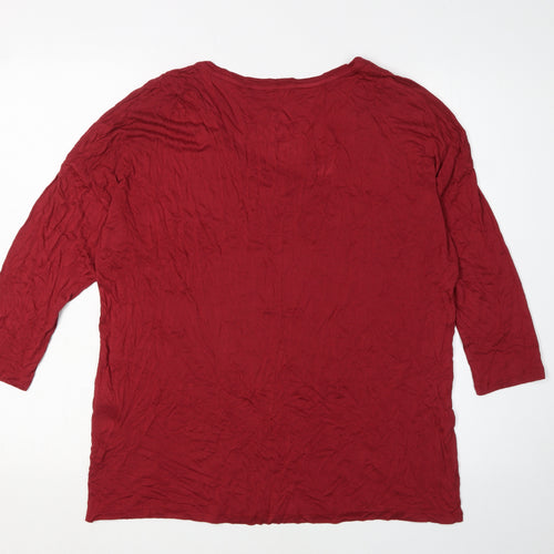 FatFace Women's Red V-Neck T-Shirt Size 12
