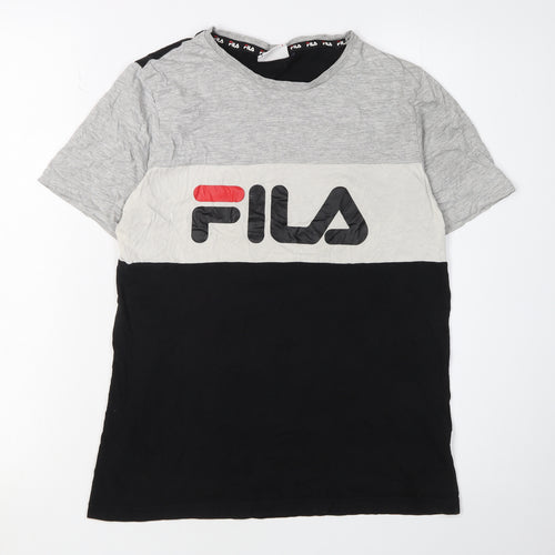 Fila Boys Black & Grey T-Shirt 13-14 Years Casual Logo