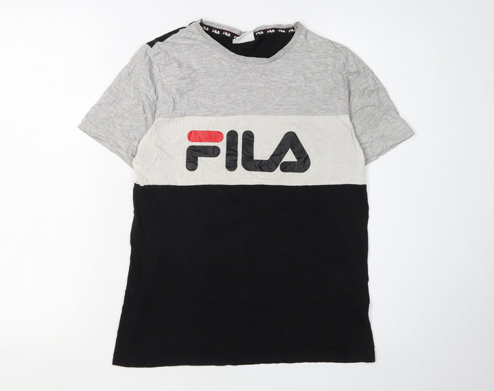 Fila Boys Black & Grey T-Shirt 13-14 Years Casual Logo