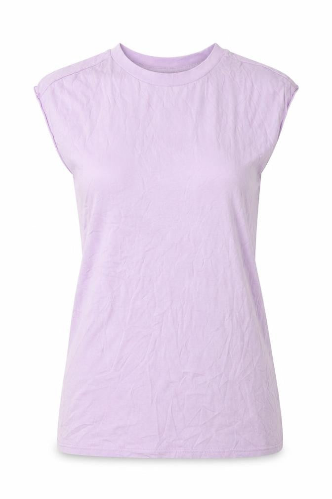 Front view of Another Influence unisex purple sleeveless t-shirt s