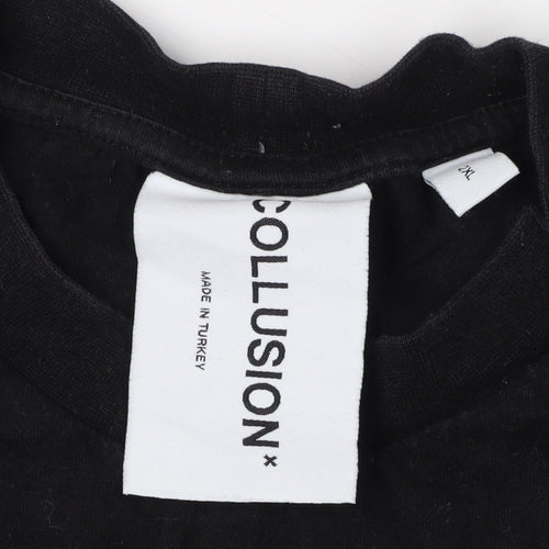 COLLUSION Men's Black 2XL Short Sleeve T-Shirt