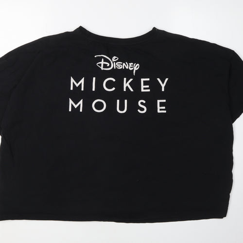 Disney Women Black XL Mickey Mouse Cartoon T-Shirt