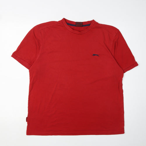 Slazenger Men's Red T-Shirt L Solid Crew Neck Logo
