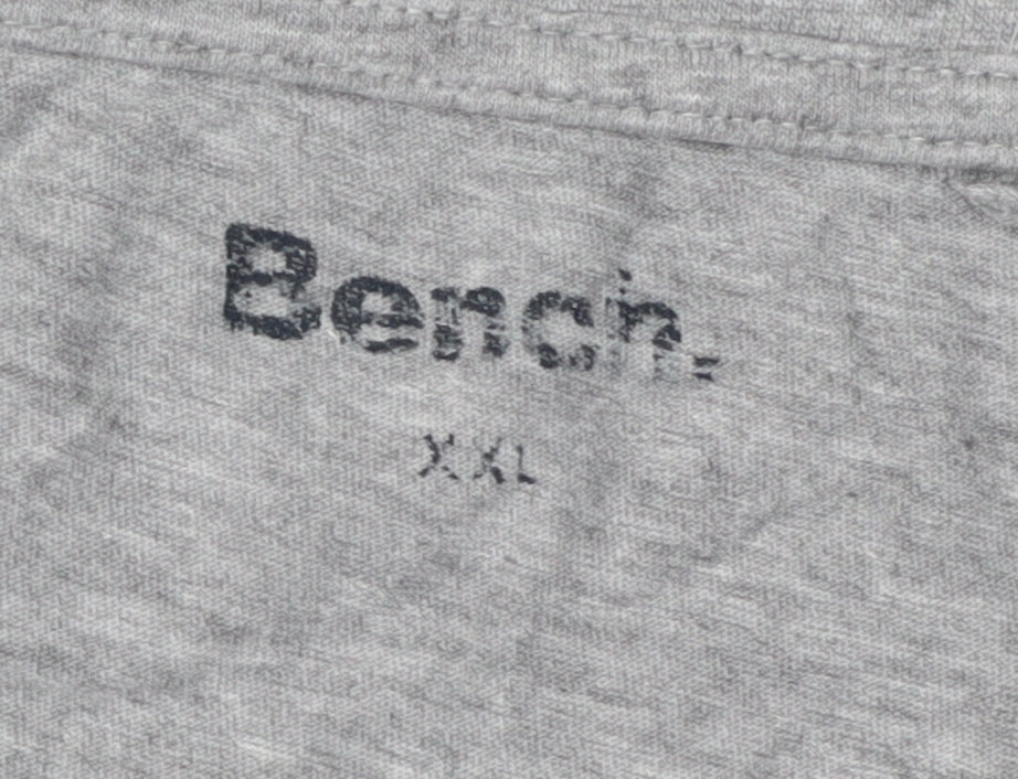 Bench Men's Grey V-Neck T-Shirt 2XL Regular Fit