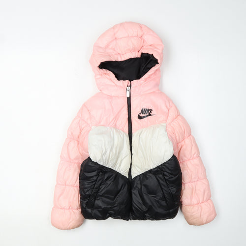 Nike Girls Pink Colourblock Puffer Jacket 5-6 Years