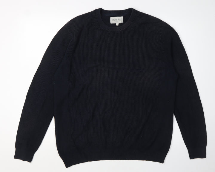 Racing Green Men's Black Large Knit Pullover Jumper