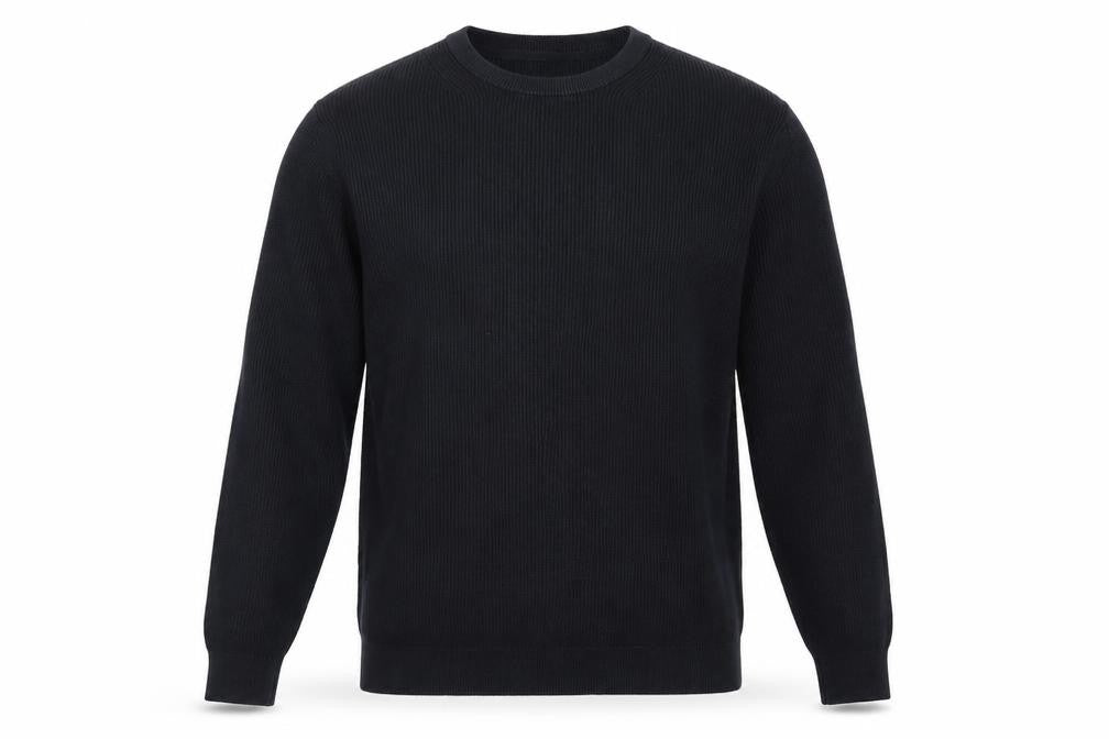 Front view of Racing Green Men's Black Large Knit jumper