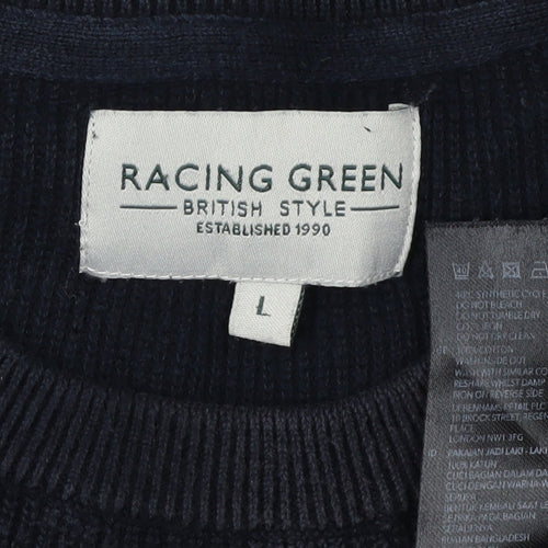 Racing Green Men's Black Large Knit Pullover Jumper