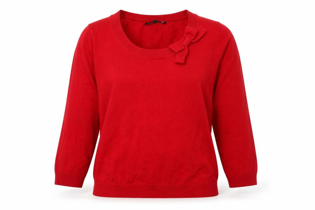 Front view of Laura Ashley Women’s Red jumper, size UK 12