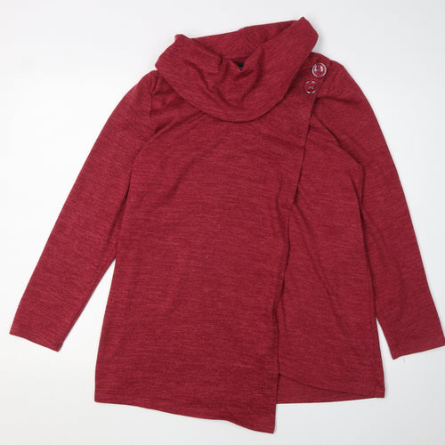 TIGI Women's Red Cowl Neck Pullover Jumper Size 10