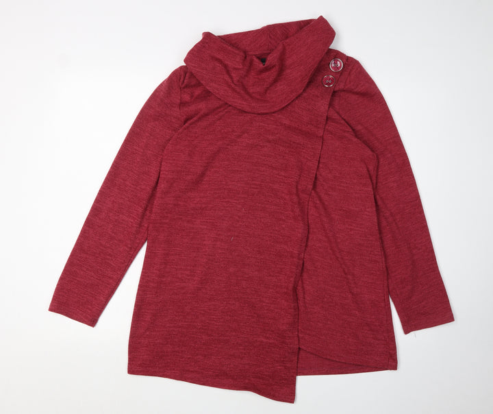 TIGI Women's Red Cowl Neck Pullover Jumper Size 10