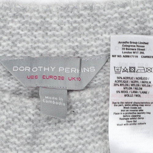 Dorothy Perkins Women's Grey Pullover Jumper Size 10