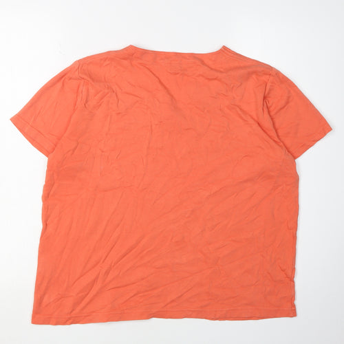 EWM Women's Orange V-Neck Short Sleeve T-Shirt, Size L, Cotton