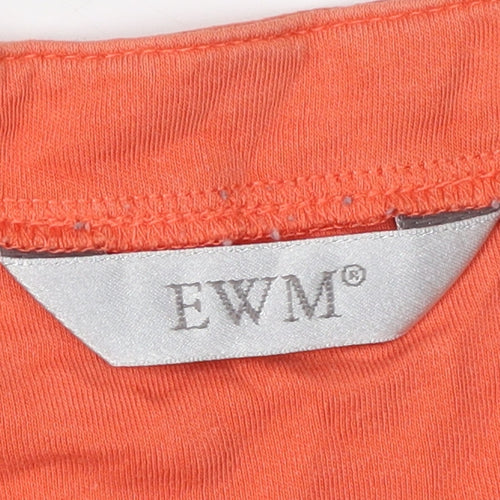 EWM Women's Orange V-Neck Short Sleeve T-Shirt, Size L, Cotton