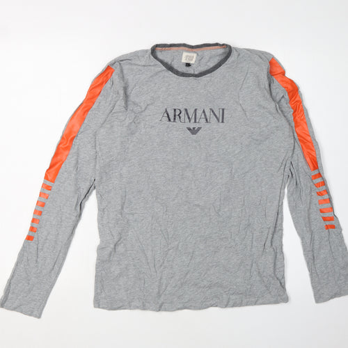 Armani Junior Boys Grey Jersey T-Shirt, 16 Years, Logo Accents