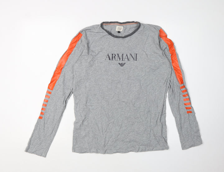 Armani Junior Boys Grey Jersey T-Shirt, 16 Years, Logo Accents