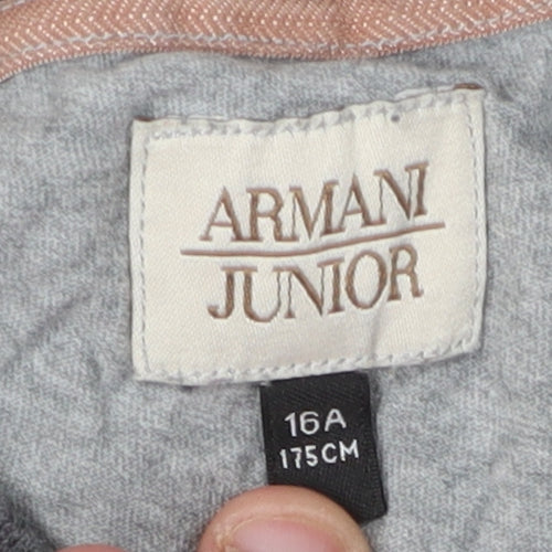 Armani Junior Boys Grey Jersey T-Shirt, 16 Years, Logo Accents