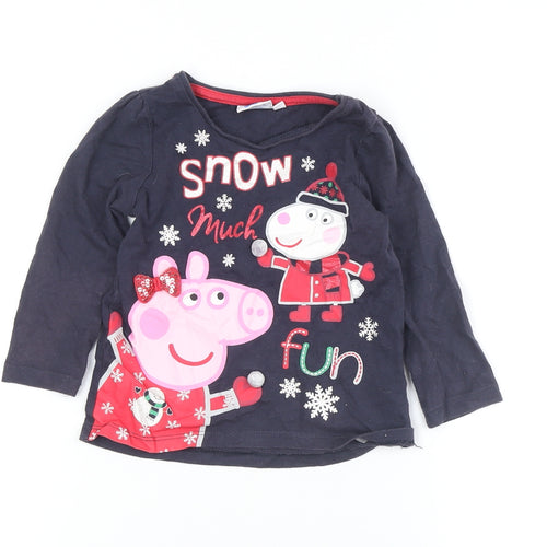 Girls Peppa Pig Black 6-7 Years Long Sleeve T-Shirt