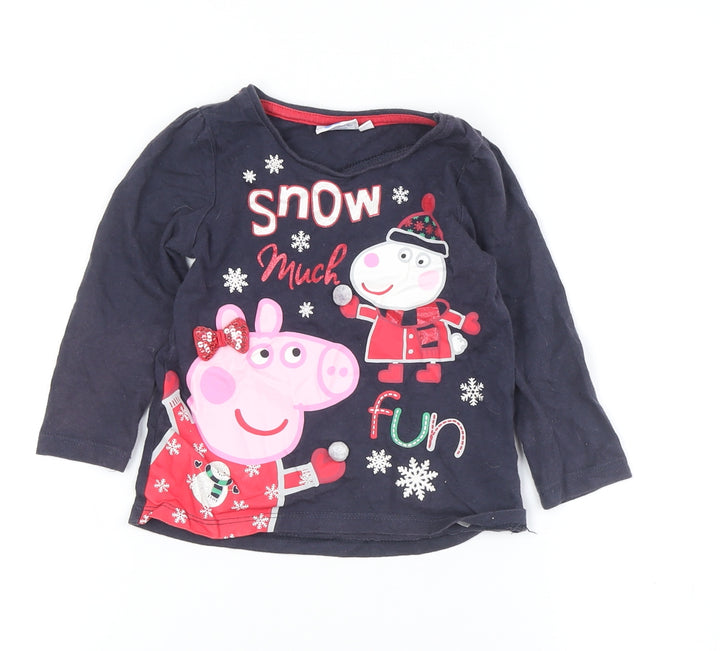 Girls Peppa Pig Black 6-7 Years Long Sleeve T-Shirt