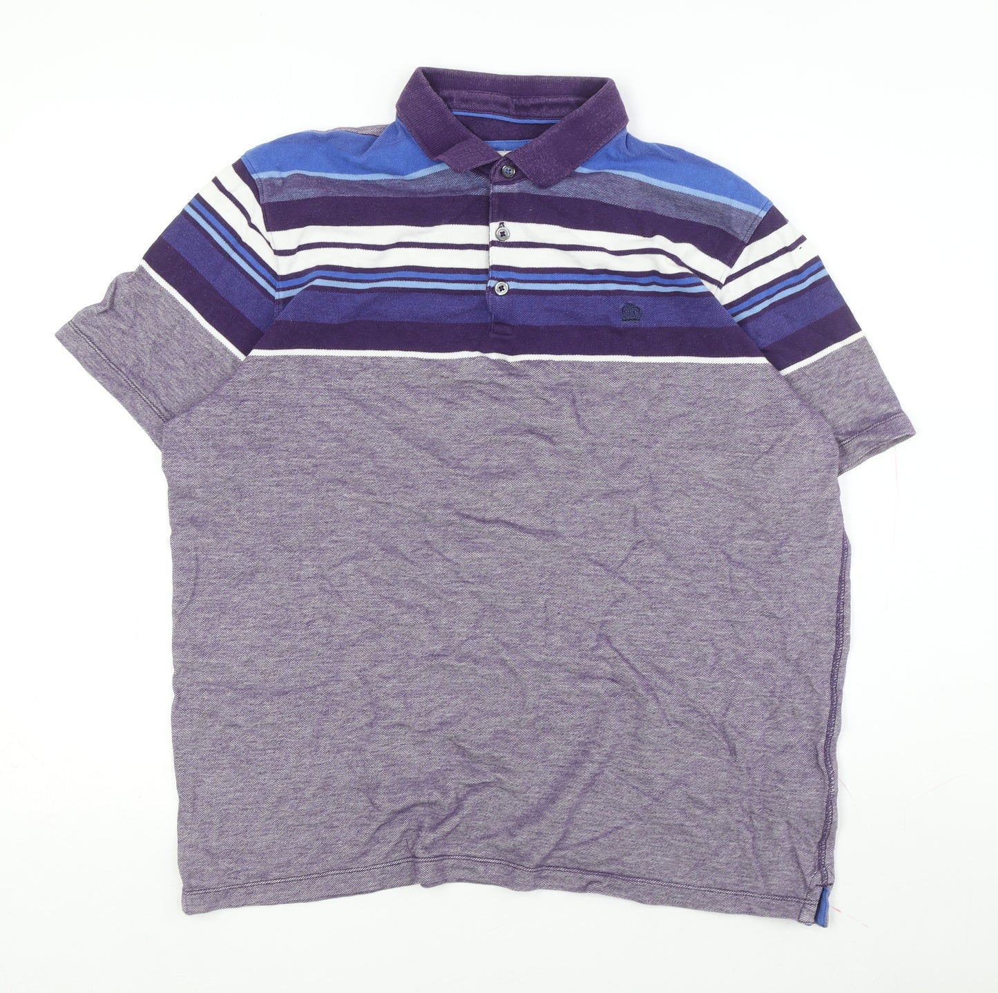 Next Men's Purple XL Striped Polo Short Sleeve