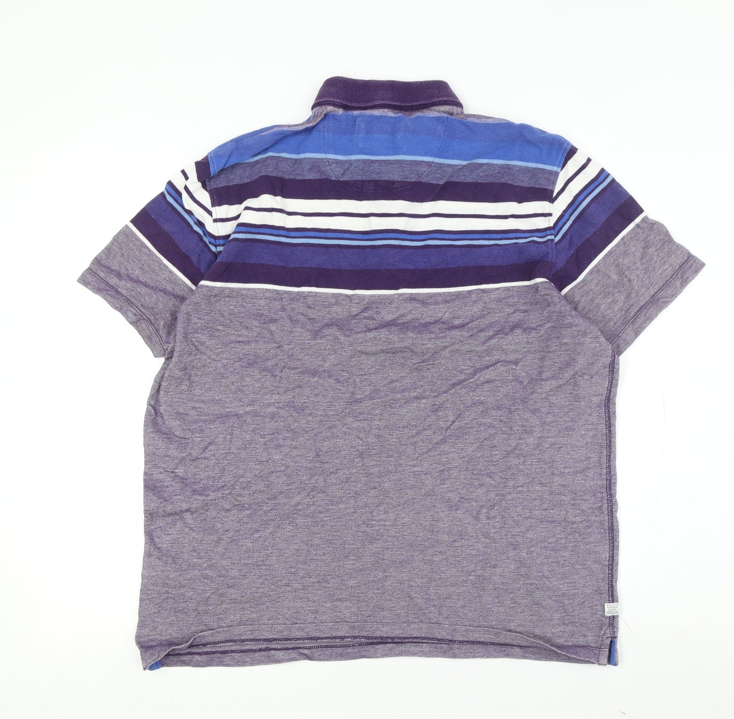 Next Men's Purple XL Striped Polo Short Sleeve