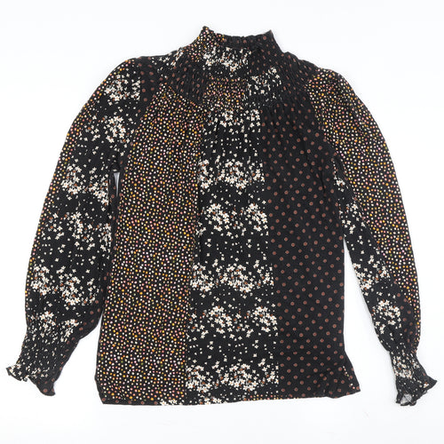 Oasis Women's XS Black Floral Tunic Blouse Knit