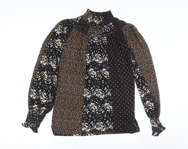 Oasis Women's XS Black Floral Tunic Blouse Knit